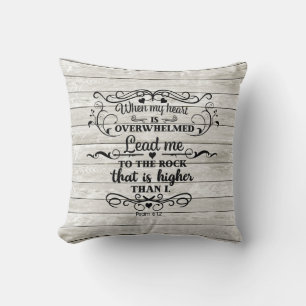 Coussin La Bible Verse Coeur est écrasé Gris Bois rustique