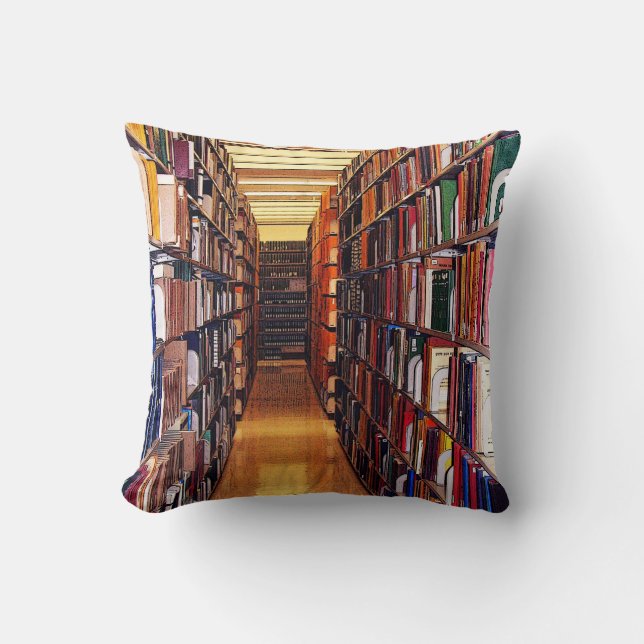 Coussin La bibliothèque colorée réserve le carreau (Recto)