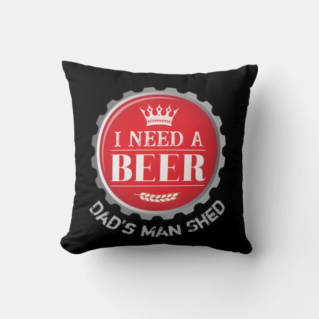 Coussin La bière de papa à thème homme grotte Bière Casque (Recto)