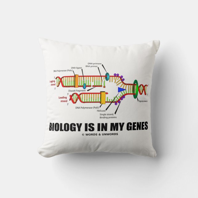 Coussin La biologie est dans mon Humour de réplication gén (Recto)
