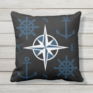 Coussin La boussole nautique de barre de bateaux ancre le