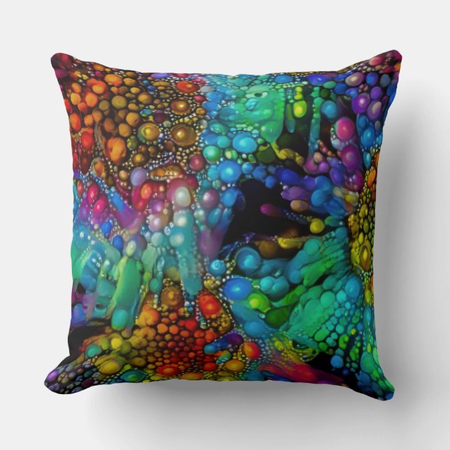 Coussin La bulle psychédélique éclate les marguerites Abst (Recto)