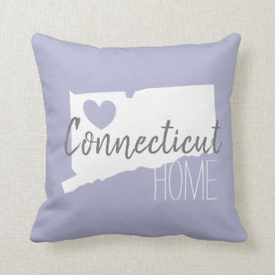 Coussin La carte d'état du Connecticut aime chez soi