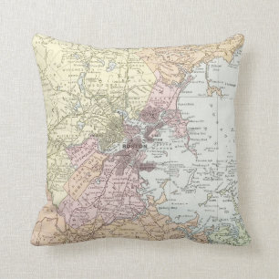 Coussin La carte vintage de Boston le Massachusetts (1903)