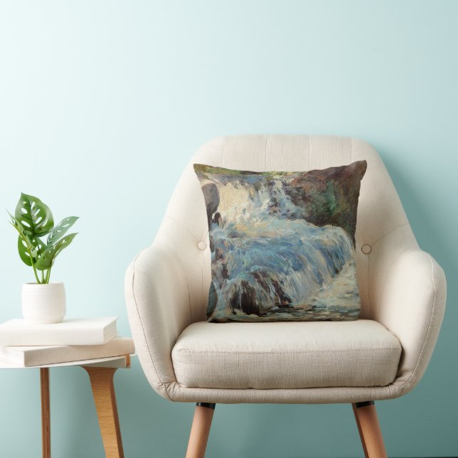 Coussin La cascade par Twachtman, l'impressionnisme Vintag (Chaise)