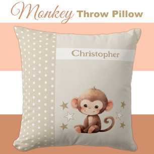Coussin La chambre des enfants ajouter le nom mignon singe