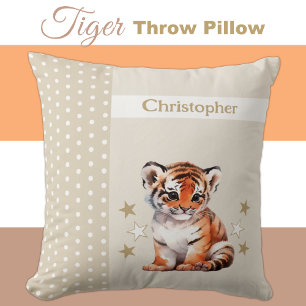 Coussin La chambre des enfants ajouter nom joli tigre brun