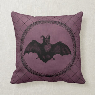 Coussin La chauve-souris gothique Vintage d'Halloween en v