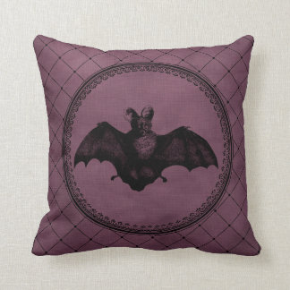 Coussin La chauve-souris gothique Vintage d'Halloween en v