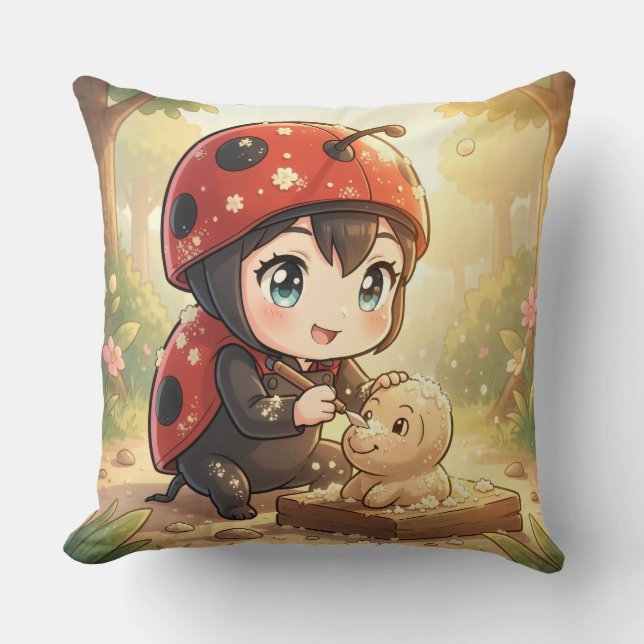Coussin La coccinelle et le Royaume de Nectar Caché.2 (Recto)