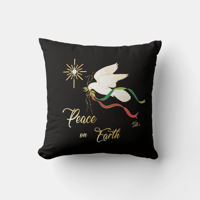 Coussin La Colombe Blanche Propage La Paix Sur Terre (Recto)