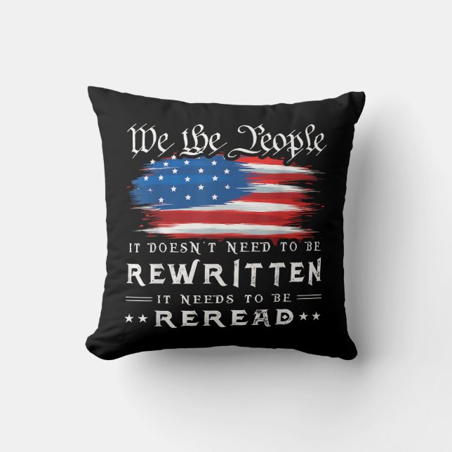 Coussin La Constitution américaine du drapeau doit être re (Recto)