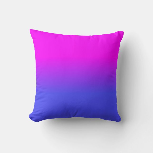 Coussin La couleur au néon d'ombre d'Ombré de bleu et de (Recto)