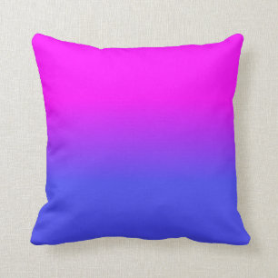 Coussin La couleur au néon d'ombre d'Ombré de bleu et de
