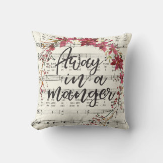 Coussin La couronne de Noël d'un Manger Vintage Hymne