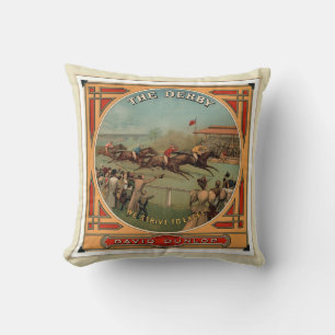 Coussin La course de chevaux Vintages Derby David Dunlop