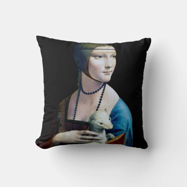 Coussin La Dame avec une mine, Léonard de Vinci (Recto)