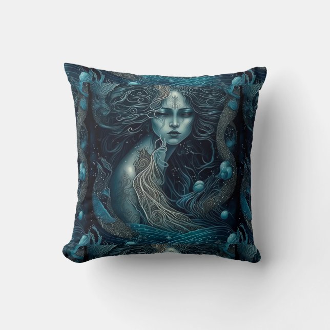 Coussin La déesse bleue Mermaid Girl Glam (Recto)