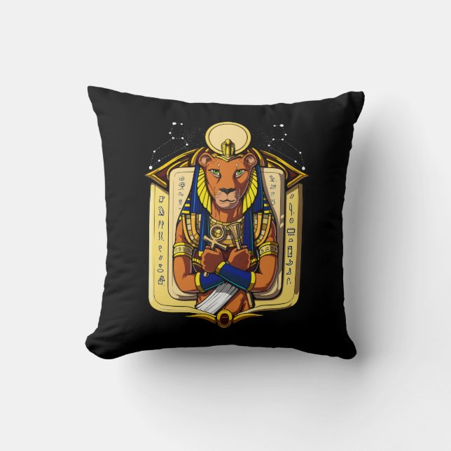 Coussin La déesse égyptienne Lioness Sekhmet God Bastet (Recto)