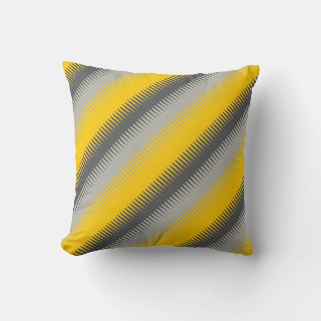 Coussin La dent de chien raye le carreau gris jaune (Recto)