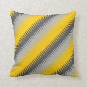 Coussin La dent de chien raye le carreau gris jaune
