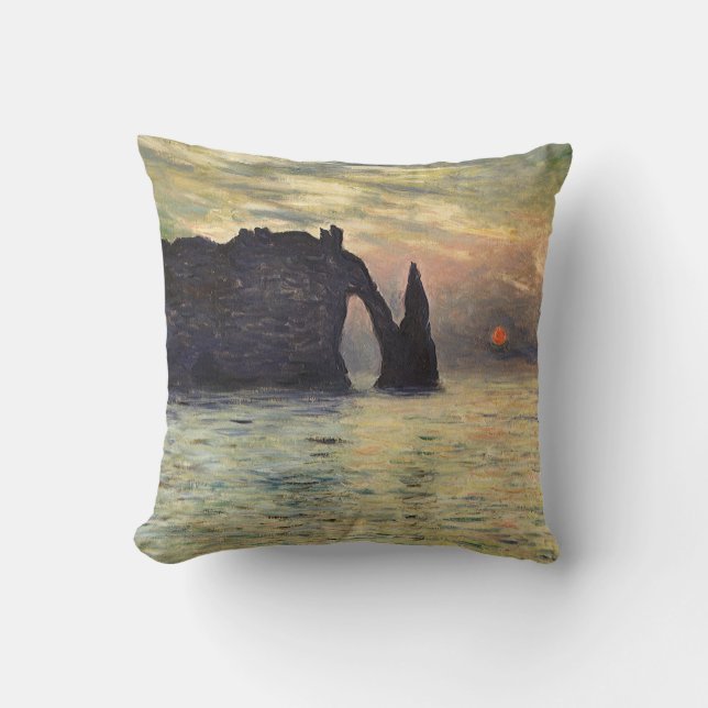 Coussin La Falaise d'Étretat, soleil couchant de Claude Mo (Recto)