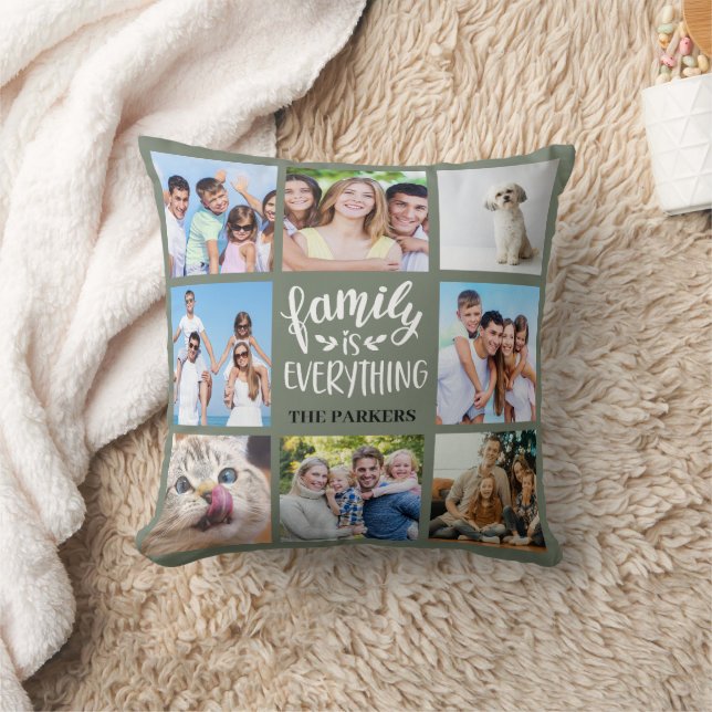 Coussin "La famille est tout" Collage photo personnalisé (Couverture)