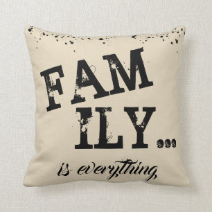 Coussin La famille est tout style grunge beige -