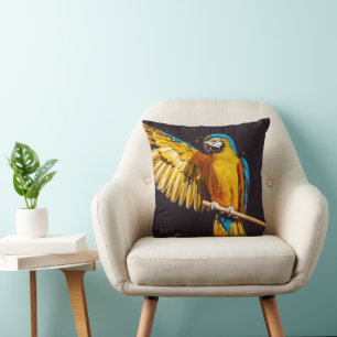 Coussin La faune des oiseaux jaunes Joli Macaw