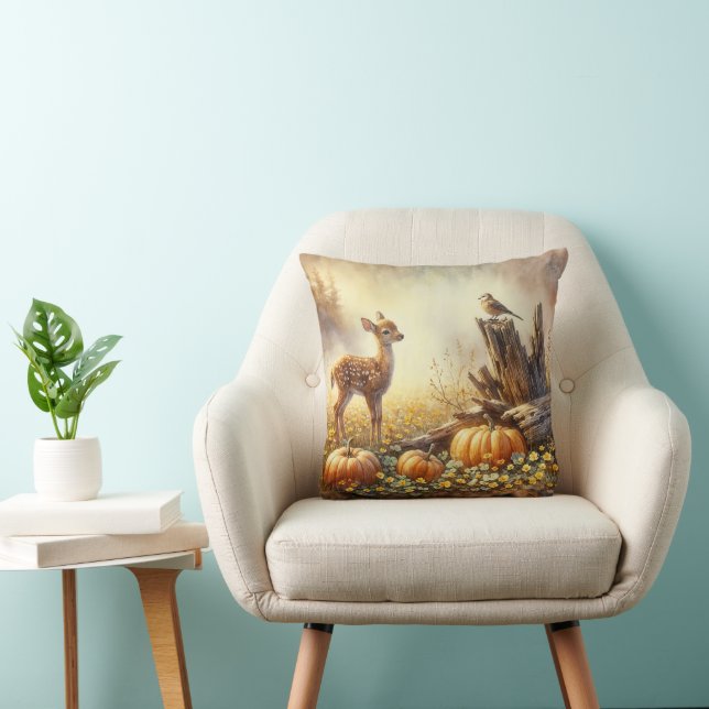 Coussin La faune et l'oiseau d'automne dans un Patch Citro (Chaise)