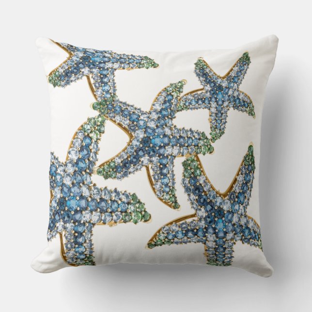 Coussin La fausse pierre bleue d'étoiles de mer tient le (Recto)