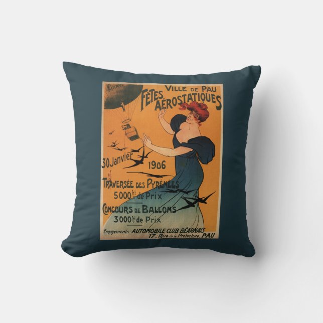 Coussin La femme Rouge-Dirigée attend l'affiche d'oiseaux (Recto)