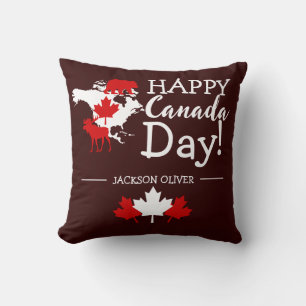 Coussin La Feuille d'érable du Canada, Joyeuse fête du Can