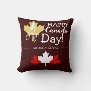 Coussin La Feuille d'érable du Canada, Joyeuse fête du Can