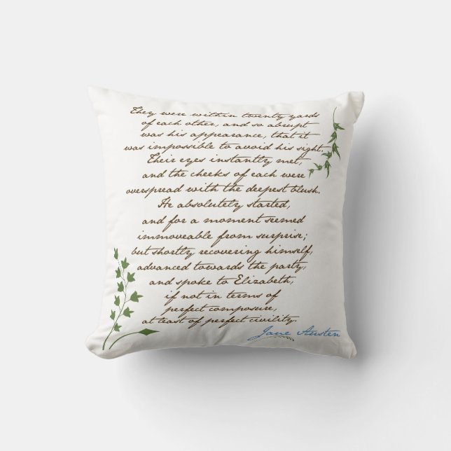 Coussin La fierté de Jane Austen et la citation #1 de (Recto)