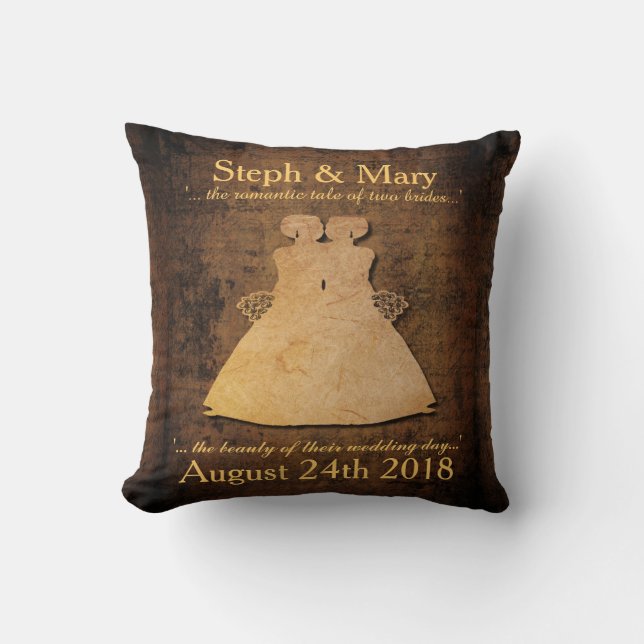 Coussin La fille rencontre le cadeau de mariage lesbien (Recto)