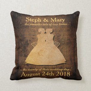 Coussin La fille rencontre le cadeau de mariage lesbien