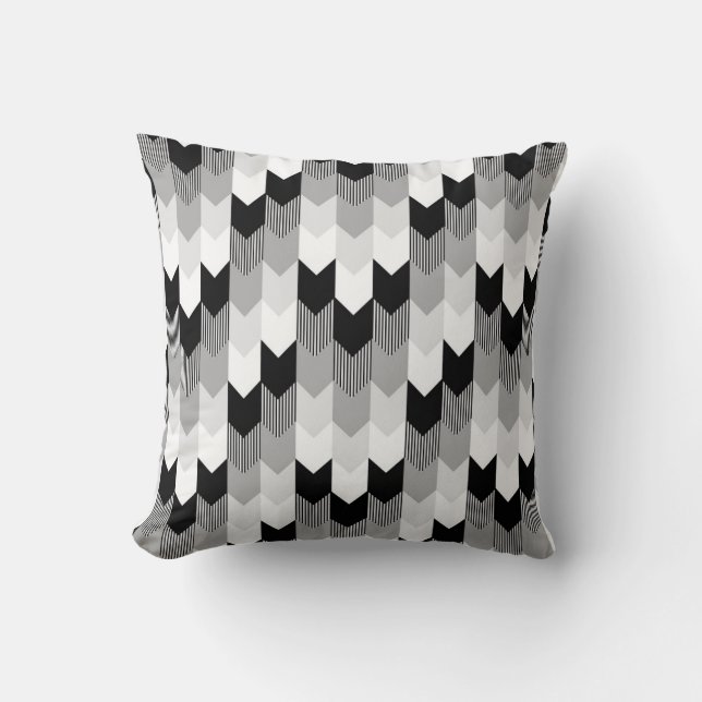 Coussin La flèche géniale Chevron barre le gris noir (Recto)