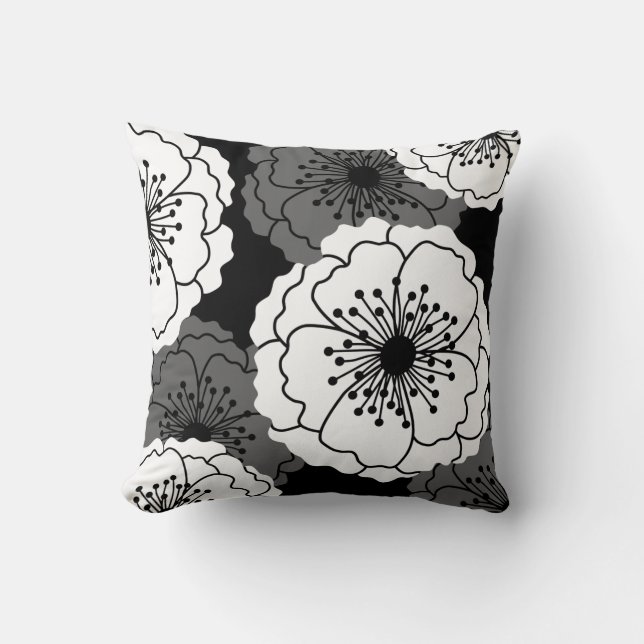 Coussin La fleur chic moderne silhouette | noir et blanc (Recto)