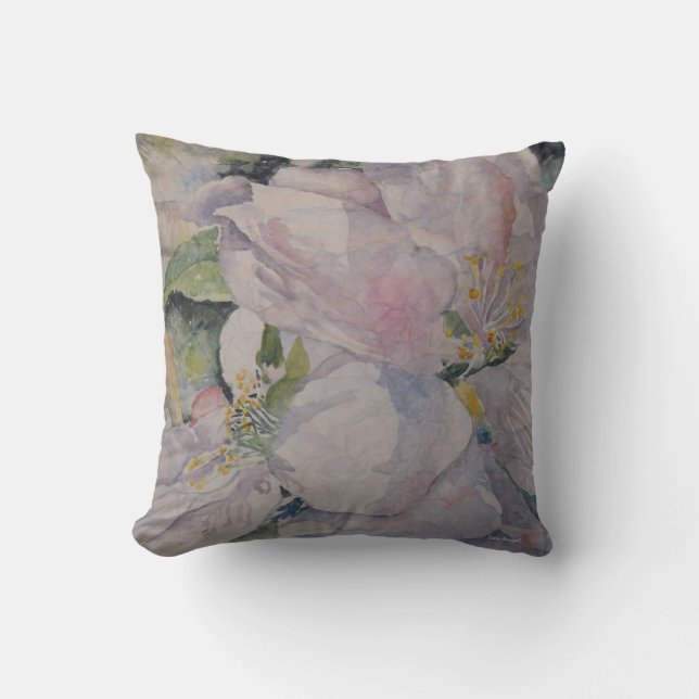 Coussin La fleur en pastel d'aquarelle fleurit carreau (Recto)