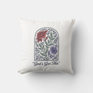 Coussin La foi florale vintage de Dieu s'en charge