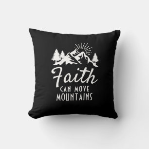 Coussin La foi peut déplacer des montagnes Inspirant Noir 