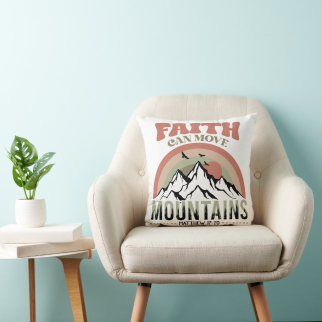 Coussin La foi peut déplacer les montagnes Rétro (Chaise)