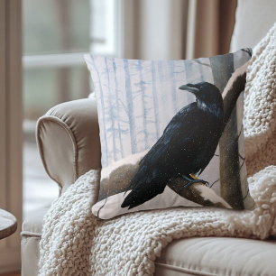 Coussin La forêt de Raven d'hiver