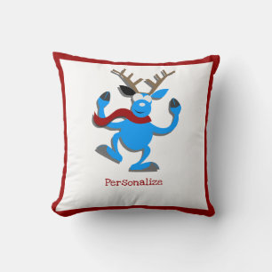 Coussin La frontière rouge des rennes bleus de Noël person