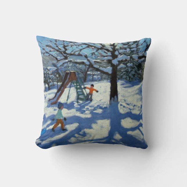 Coussin La glissière en hiver Bourg St Moritz (Recto)
