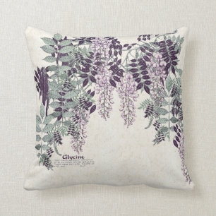Coussin La glycine française de Nouveau d'art fleurit le