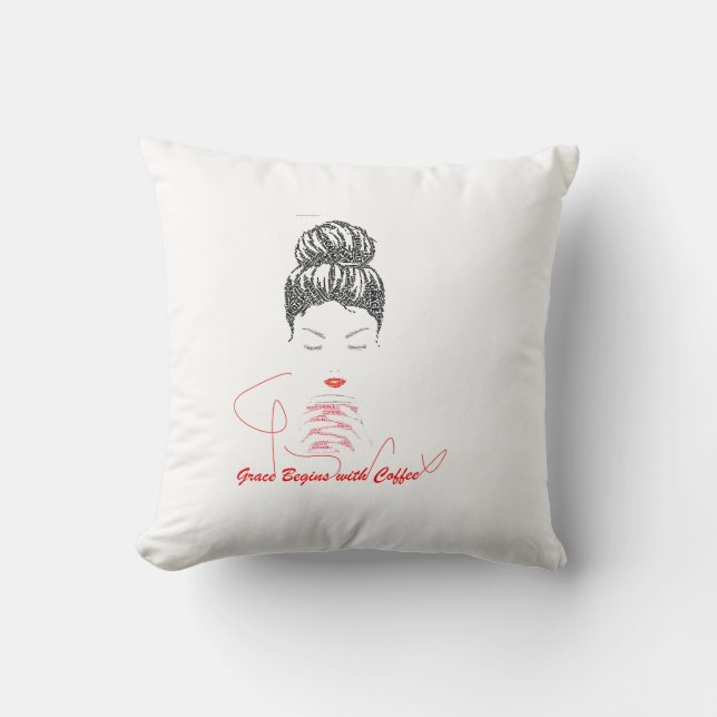 Coussin La grâce commence par la typographie du café (Recto)