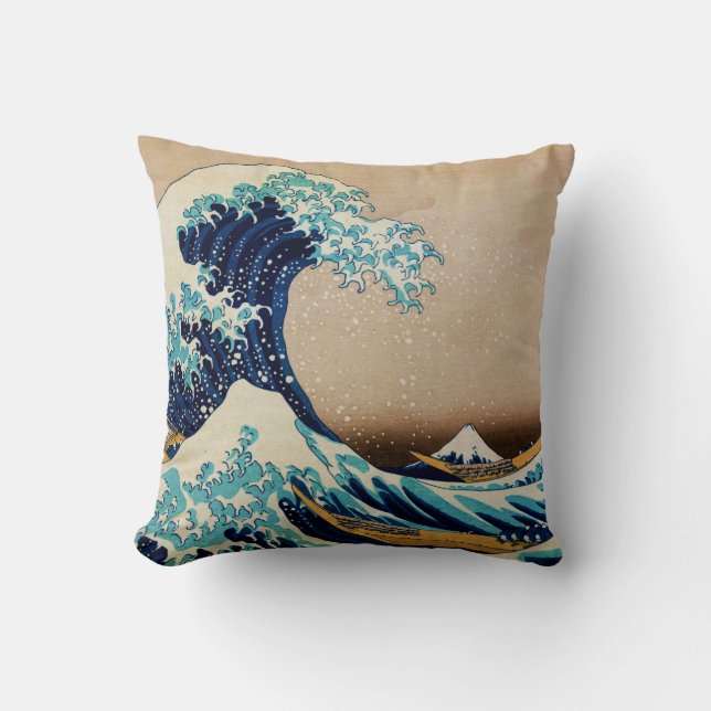 Coussin La grande vague par le Japonais de Hokusai (Recto)