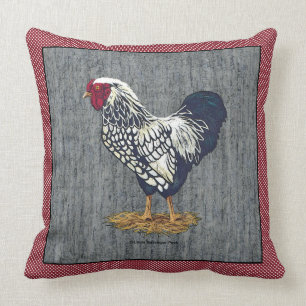 Coussin La grange de coq de Wyandotte lacée par argent